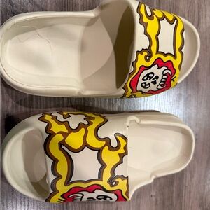 Kids Cream and Yellow Slide Sandals